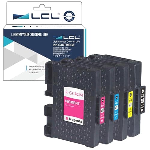 Image of LCL GC-41 GC41 GC-41K GC-41C GC-41M GC-41Y Sublimation Ink Cartridge Compatible for RICOH IPSiO SG 2100 2010L 2100 7100 3100 3110SFNW SG K-3100DN SG3100 SG3120B SF SG3120B SFN (4PK KCMY)