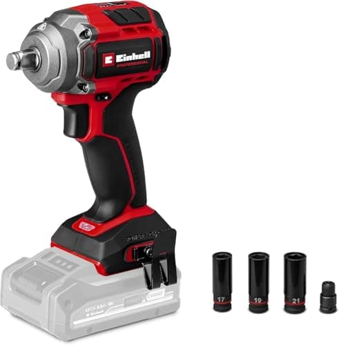 Image of Einhell Professional Cordless Impact Wrench 18V Power X-Change, 350Nm Torque Level, auto-Stop Setting, brushless, External Square bit Socket, Without Battery TP-CW 18/350-C Li BL-Solo
