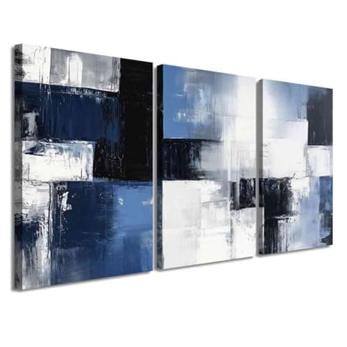 Image of LZIMU 3 Pcs Abstract Wall Art Black White Grey Picture Prints Minimalist Geometry Canvas Painting Modern Neutral Aesthetic Artwork Office Living Room Bathroom Decor (Blue, (11x14inchx3 Pieces))