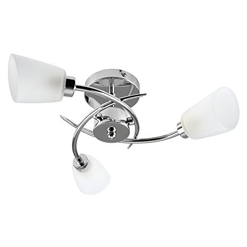 Image of MiniSun | Modern 3 Way Spiral Polished Chrome Ceiling Light Fitting with Frosted Glass Shades | Pendant Lights, Home Décor & Improvement Essential | Includes Bulb [3000K Warm White] | Mains Wired