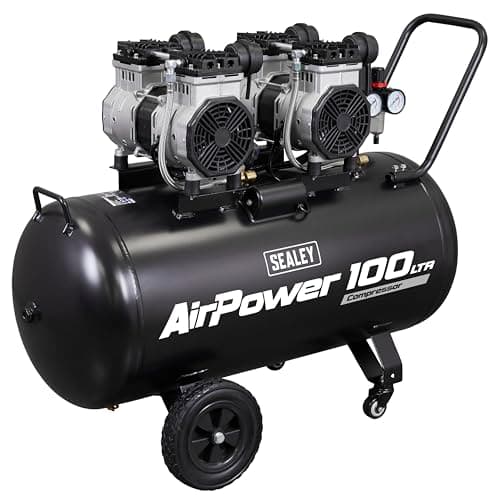 Image of Sealey Oil Free Low Noise Direct Drive Air Compressor, 100L, 2 x 2hp, 19.7cfm, 116psi, 3kW - SAC10001S