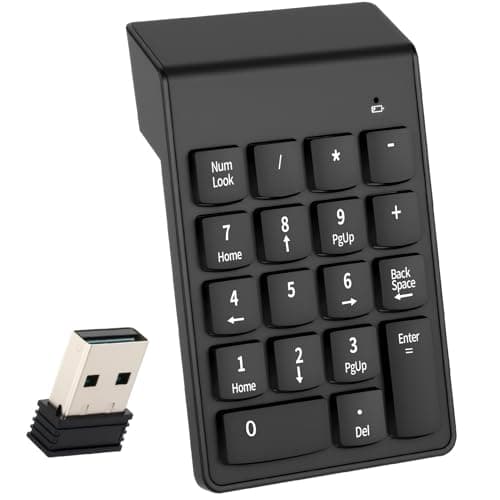 Image of Number Pad Wireless Numeric Keypad 18 Key Portable with 2.4G Mini USB Receiver Office Calculating Number Pads Ergonomic Slim for Laptop PC Desktop Notebook Tablet Fits with Windows Mac OS System