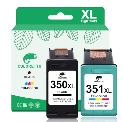 Image of COLORETTO 350 XL 351 XL High Yield Remanufactured Ink Printer Ink Cartridge Black and Colour Replacement for HP 350XL 351XL Compatible with Printer photosmart c4480 C4580 C5180 C4280 D4260 J5780