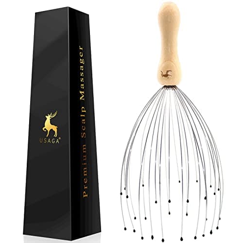 Image of USAGA 32 Fingers Head Massager, Head Scratcher Scalp Massager, Stocking Stuffers for Scalp Body Relaxing Wood Handle (1 Pack)