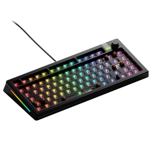 Image of GLORIOUS Gaming GMMK 3 PRO Barebones: keyboard with knob, personalized aluminum case, gasket system, keyboard 75% hot swap, sound absorbing foam, aluminum reader, ANSI - American/ANSI Layout - Black