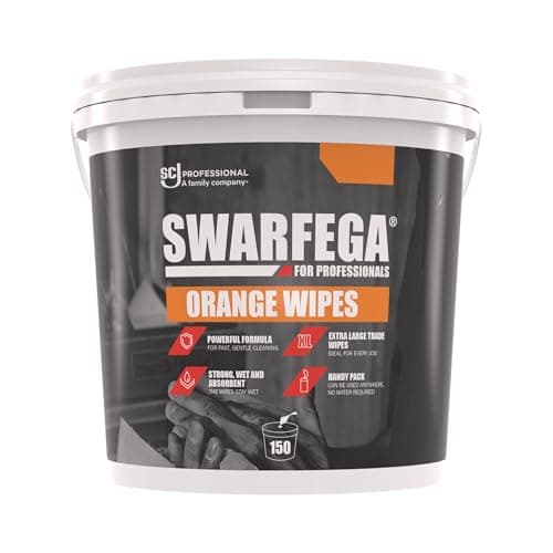 Image of Swarfega Orange Hand Cleaning Wipes – Heavy Duty Degreasing Wipes for Oil, Grease & Dirt – Extra-Large – Solvent-Based – Silicone Free – 150 – Packaging May Differ - For Professional Use Only