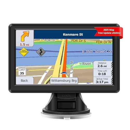 Image of 7 inch Sat Nav, Car GPS Navigation System for Trucks, with UK and Europe Maps, Lifetime Free Updates, Support Postcode Search and Voice Guidance, Speed Camera Alert, Lane Guidance Assist, POI