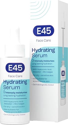 Image of E45 Face Hydrating Serum - Instant 48-Hour Hyaluronic Acid Formula for Dry, Sensitive & Eczema Prone Skin - Rehydrating & Reinvigorating Serum – Perfume Free - Dermatologically Tested - 30ml