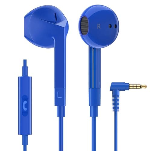 Image of Ludos FEROX Wired Earbuds in-Ear Headphones, Earphones with Microphone, 5 Years Warranty, Noise Isolation Corded for 3.5mm Jack Ear Buds for iPhone, iPad, Samsung, Laptop, Gaming, Sports - Blue