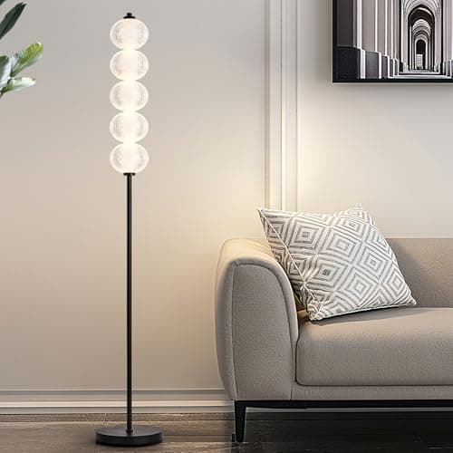 Image of HARPER LIVING LED Floor Lamp Black, 20W 2400LM Bright Standing Lamp with Foot Switch, 3 Colour Temperatures (3000K-6500K), Modern Corner Lamps for Living Room, Bedroom, Office