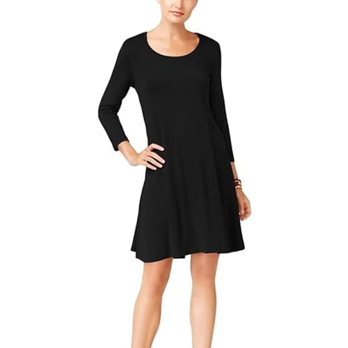 Image of P&R DANCEWEAR LTD Women's Ladies Long Sleeve Skater Swing Flared- Elegant and Comfortable Casual Dress & Party Wear for Any Occasion (Black S-M)