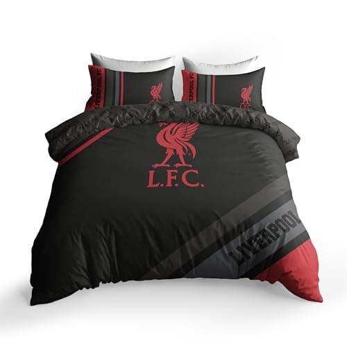 Image of FOCO Officially Licensed Liverpool FC Dark Rayz Reversible Double Duvet Cover Set with Pillowcases