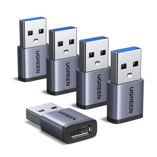 Image of UGREEN USB to USB C Adapter(5 Pack), 10Gbps Data Transfer Type C Female to USB 3.1 Male Adaptor, Car Fast Charging Converter, Compatible with iPhone 16/15, iPad Air/Mini,Apple Watch,Samsung Galaxy S24