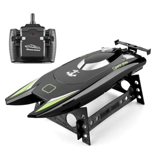 Image of NULA 30KM/H High-Speed RC Racing Boat for Adults, Dual Motor 2.4GHz Remote Control Speedboat with Waterproof Hull, 25-Min Battery Life 32cm RTR – Black