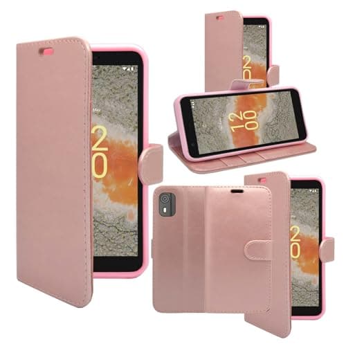 Image of Generic Phone Case For Nokia C02 Wallet Flip PU Leather Stand Card Slot Pouch Phone Cover Compatible With Nokia C02 (Rose Gold)