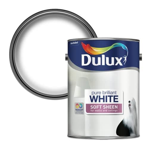 Image of Dulux Soft Sheen Emulsion Paint For Walls And Ceilings - Pure Brilliant White 5L