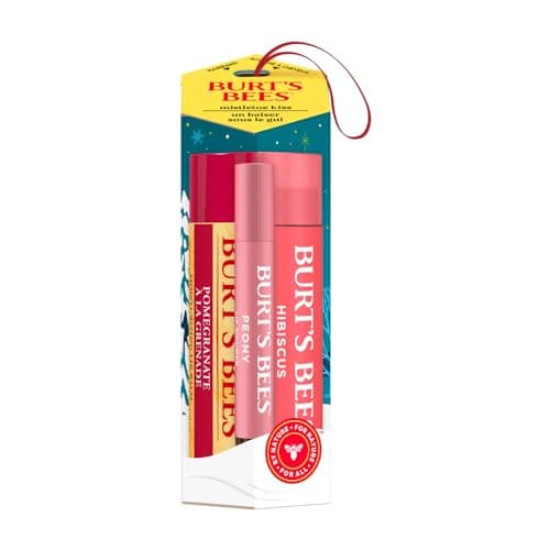 Image of Burt's Bees Gift Set, Pomegranate Lip Balm, Tinted Lip Balm and Lip Shimmer, Mistletoe Kiss