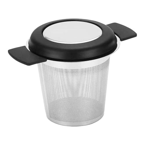 Image of Metal Tea Infuser Ball - Coffee Filter Cup Strainer, Reusable Mesh Brew Basket, Foldable Handle Tea Filter, Strong Stainless Steel Build | Kitchen Office Home Camping Travel Mug Pot Kettle