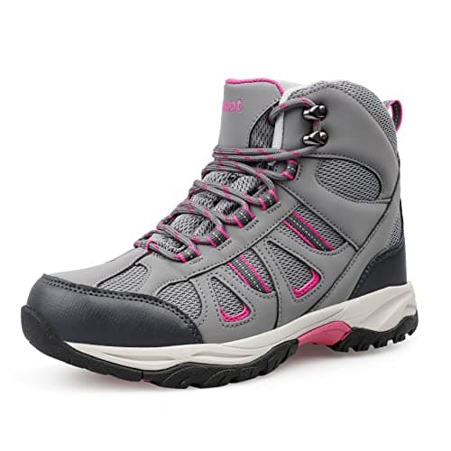 Image of riemot Walking Boots Womens Lightweight Breathable Hiking Boots Ladies Waterproof Non Slip Ankle Support Cushioned Trekking Shoes for Outdoor Mountain Trails Fell Camping Hill Walking Grey 6UK