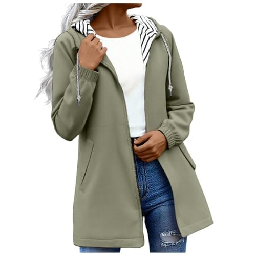 Image of Women's Rain Jacket Lightweight Hooded Long Rain Coat Full Zipper Waterproof Jacket Ladies Packable Functional Jacket Windbreaker Breathable Active Outdoor Coats