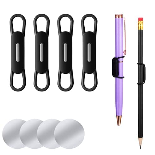 Image of Grevosea 4 Pack Magnetic Pen Holder, Silicone Magnetic Pencil Holder Adjustable Pen Holder Magnetic Marker Holder for Refrigerator Fridge Whiteboard Bulletion Board and Wall (Black)