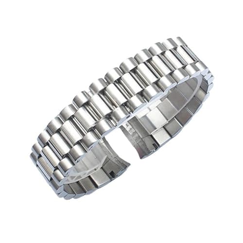 Image of CAWEUER Watch Band Compatible With Rolex DATEJUST DAY-DATE OYSTERPERTUAL DATE Stainless Steel Strap Accessories 13 17 20 21mm Bracelet(Silver,20mm)