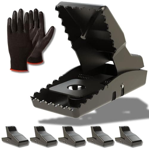 Image of Rat Traps Pack of 6 - Large Snap Mouse Traps That Kill Instantly - Safe for Family - Heavy Duty Reusable Rodent Control Indoors Outdoors - Gloves Included