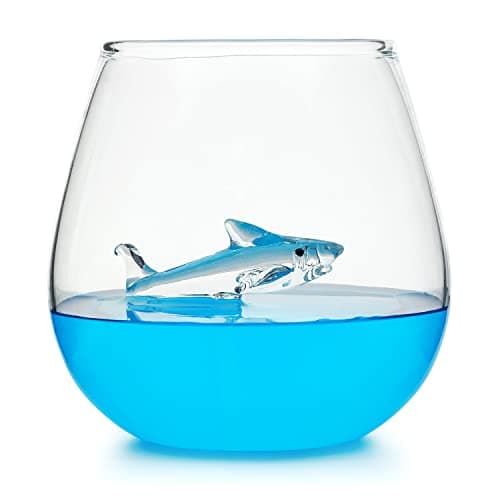 Image of CKB LTD Shark in a Glass Tumbler 500ml Large - Ideal for Water Whisky Orange Juices - Unique Single Novelty Drinking Glass 1pc