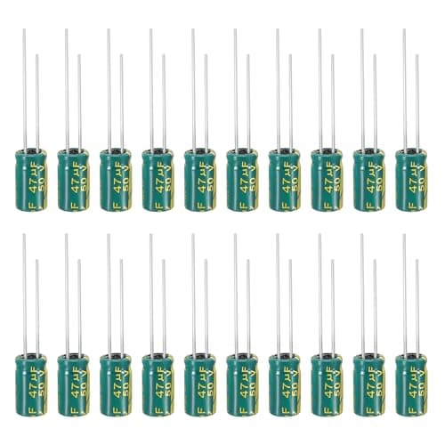 Image of PATIKIL 50V 47uF Electrolytic Capacitors, 20Pcs 6x12mm Aluminum High Frequency Electrolytic Capacitors for TV, LCD Monitor, Refrigerator, Circuit Boards, Green