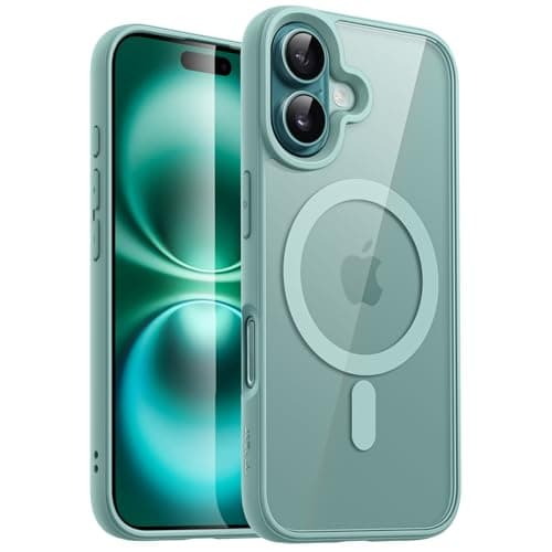 Image of JETech Magnetic Case for iPhone 16 Plus 6.7-Inch Compatible with MagSafe, Shockproof Phone Bumper Cover, Solid Color Matte TPU Frame, Anti-Scratch Clear Back (Teal)