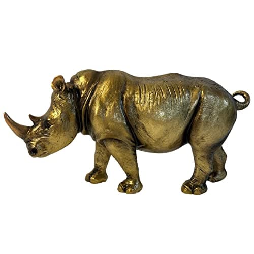 Image of Thorness RHINO ORNAMENT IN ANTIQUE GOLD COLOUR FINISH | Wildlife Statue | Rhinoceros | Ornaments for the Home | Rhino Lover Gift Birthday Friendship Gifts | Wildlife Animal Lover Gift