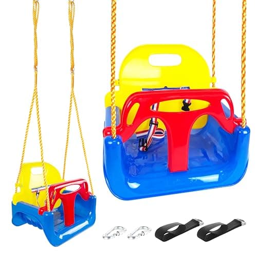 Image of KINSPORY Toddler Swing 3-in-1, Kid Swing Seat for Kid, Baby Swing for Garden Home Playground Indoor Outdoor (Deep Blue)