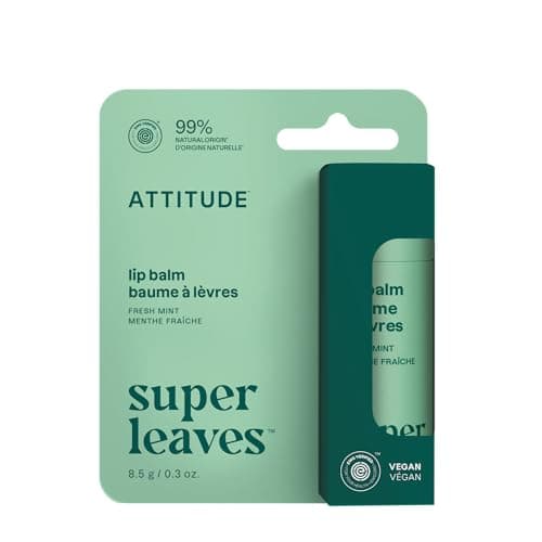 Image of ATTITUDE Lip Balm, Natural Origin, Nourishes & Protects, Shea Butter, Coconut & Olive Oils, EWG Verified, For Dry Lips, Men and Women, Vegan, Fresh Mint, 8.5 g