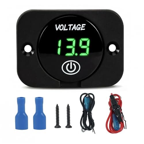 Image of Waterproof LED Volt Meter, DC 12V 24V Battery Monitor with On/Off switch, Touch Display, Battery Voltage Tester for Bikes, Cars, Boats, Trucks, Campervan, Marine RV, Motorcycles