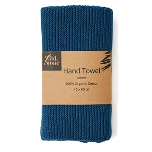 Image of Wild & Stone | Organic Cotton Hand Towel Kitchen Towel | Perfect For Around The Home | Eco Hand Towels (Ocean)