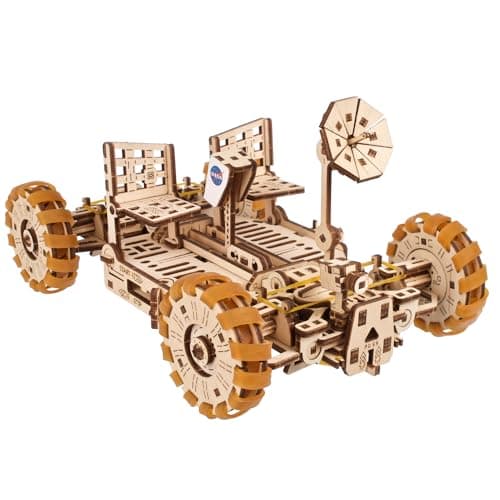 Image of UGEARS NASA Lunar Rover 3D Puzzle - Moon Buggy Wooden Model Kits for Adults to Build - Self-Propelled 1:15 Scale Lunar Vehicle DIY Kit - 3D Wooden Puzzles for Adults Gift for Fathers Day - 319 Pcs