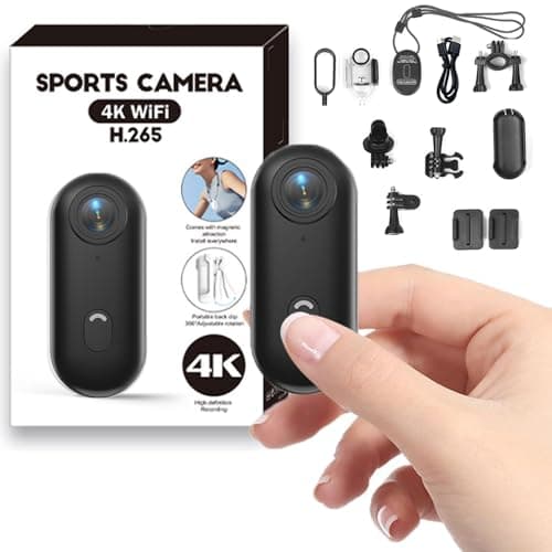 Image of 4K Mini Thumb Action Camera, Portable Vlogging Camera, Waterproof Wearable Body Camera 4K with 360° Rotation Clip, Magnetic Hands-Free POV Camcorder for Cycling, Motorcycle, Pet Walking, Vlogging
