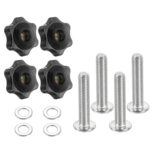 Image of sourcing map 4 Sets Star Knob Kit, M8 Metric Thread 32mm Head Threaded 6-Star Knobs with M8 x 40mm Hex Socket Bolts & M8 Flat Washers, Clamping Handles Track Accessories for Woodworking Jigs