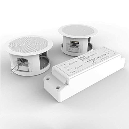 Image of Ceiling Bluetooth Speakers Complete Kit - Easy To Install Ceiling Speakers Fit in Existing Downlight Cut-Out Easy To Pair Bluetooth White