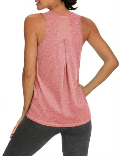 Image of Gyabnw Running Gym Tops for Women UK Mesh Back Breathable Sports Vest Lightweight Sleeveless Workout Top Yoga Training