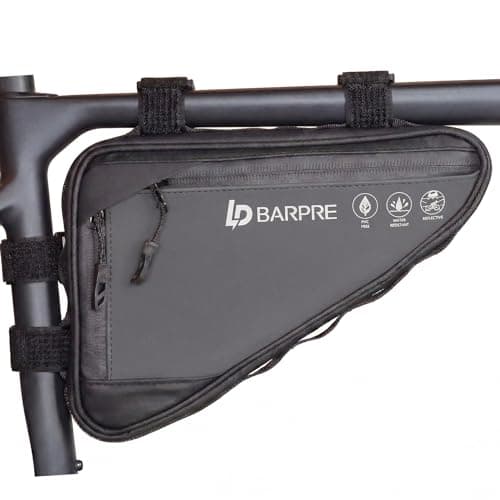 Image of Barpre Bike Frame Bag Waterproof - Triangle Bicycle Bag for Under Top Tube - High Capacity Storage Pouch for MTB & Road Bikes - Reflective, Slim Accessories Organiser for Phone, Keys & Tools