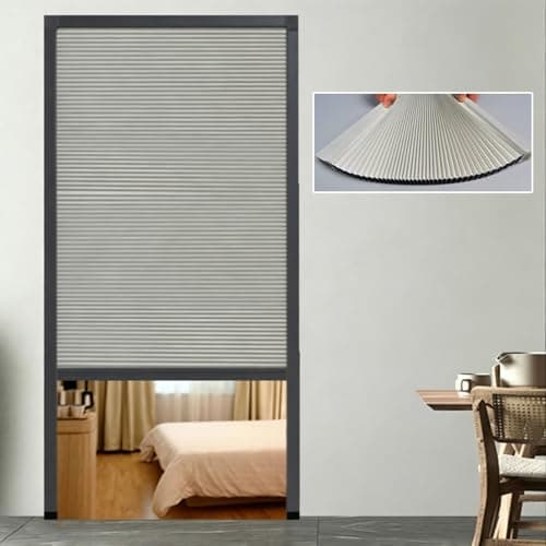 Image of Dailify Concertina Door Interior Folding Bedroom Door with Light Grey Panel, 28" to 59" Wide Blackout Sliding Accordion Door, Pleated Foldable Doors for Living Spaces(135x180cm (53.1x70.9))
