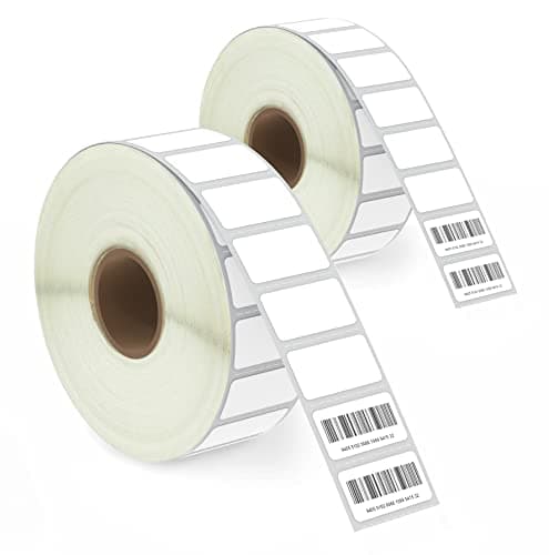 Image of BETCKEY - 25mm x 13mm(1 in x 0.5 in) Small Thermal Labels, 2430 Perforated Stickers per Roll Compatible with Zebra & More Printers [2 Roll/4860 Labels]