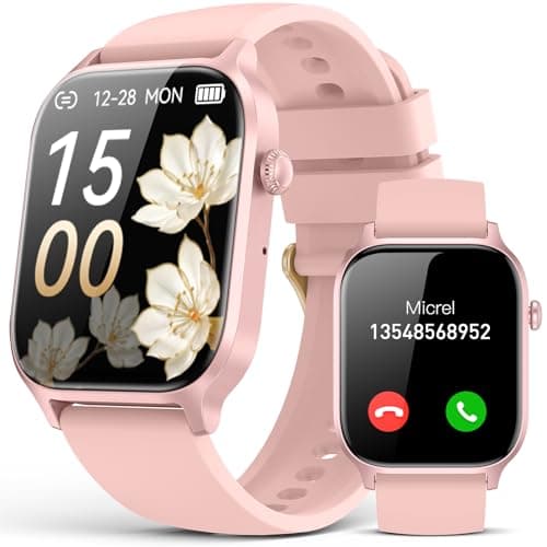 Image of Smart Watch for Men Women- Answer/Make Call, 2024 IP68 Waterproof Fitness Tracker Watch with Sleep Step Counter Activity Smartwatch for Samsung Andriod iPhone iOS (Pink, 1.83)