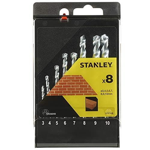 Image of STANLEY STA56040-QZ 8 Piece Masonry Drill Bit Set, Includes 3 mm, 4 mm, 5 mm, 6 mm, 7 mm, 8 mm, 9 mm, 10 mm