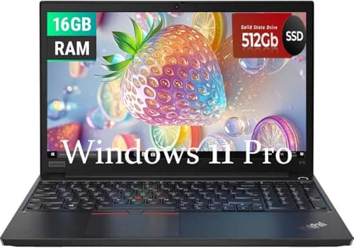 Image of Lenovo Thinkpad E15 Business Laptop, 15.6" FHD(1920x1080), Intel Core i5-10210U, 16GB RAM, 512GB SSD, Webcam, QWERTY Keyboard, Windows 11 Pro (Renewed)