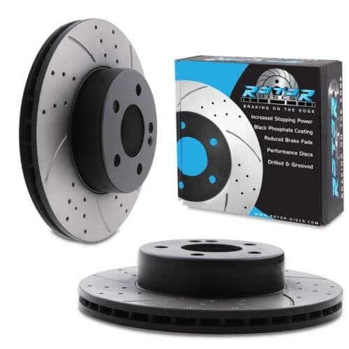 Image of Direnza Front Drilled Vented 295mm Brake Discs Compatible with Mercedes Benz B Class C205 C180 11-18