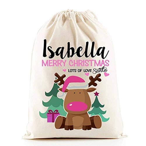Image of Personalised Santa Sacks (Reindeer Pink Girl)