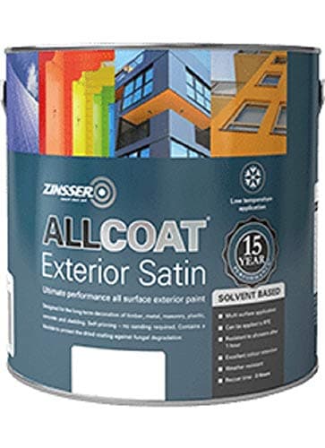 Image of Zinsser Allcoat Exterior (Satin Finish) Solvent Based 2.5lt (Black or White) - Black