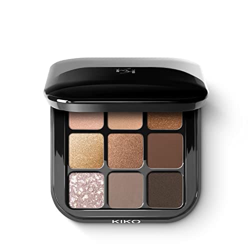 Image of KIKO Milano Glamour Multi Finish Eyeshadow Palette 01 | Palette With 9 Eyeshadows In Different Finishes, 01 Earth Tones